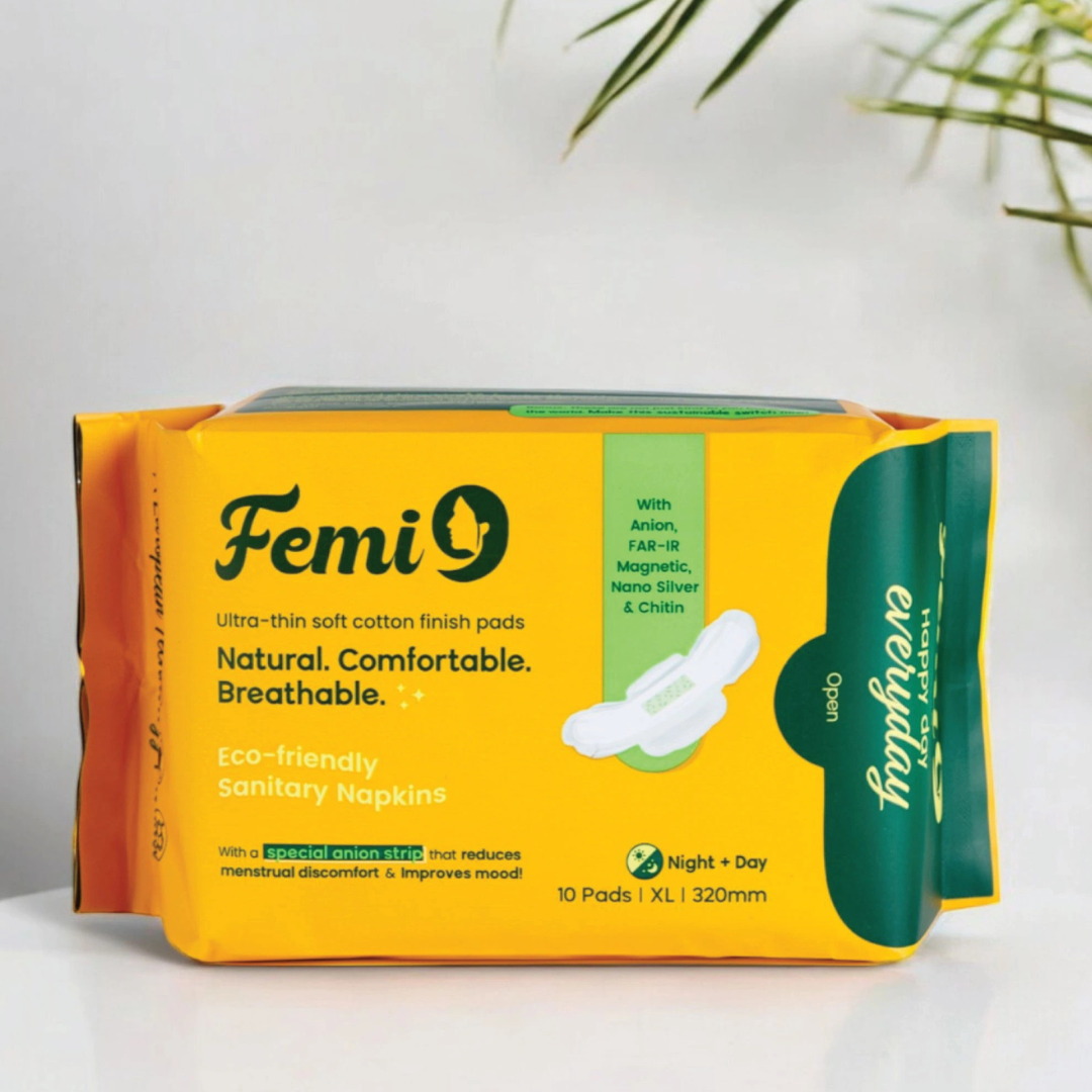 Femi9 Ultra-Thin Pads (320mm-XL) - 10 pieces I Biodegradable(8-Combo Pack)
